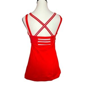 Lululemon Size 8 Happy Strappy Tank Orange Red Top Yoga Slim Fit Athleisure Bra